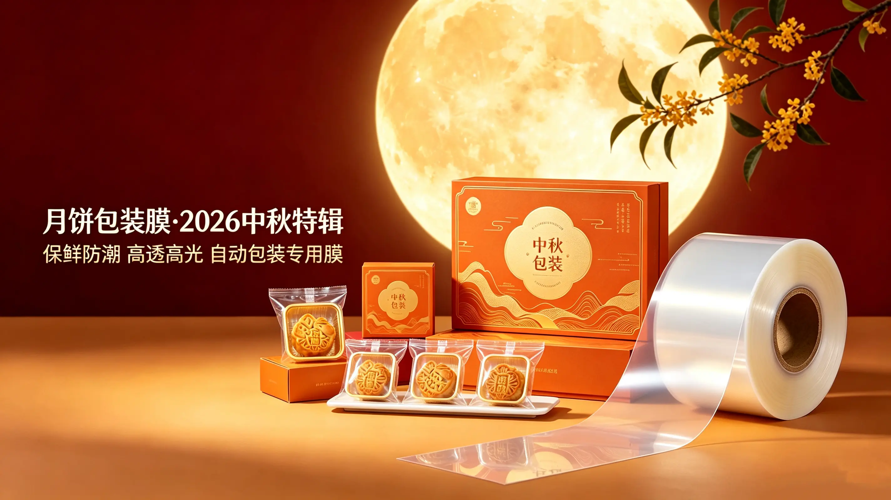 月饼包装膜_中秋月饼自动包装专用膜_食品级BOPP热封膜厂家yuebingbaozhuangmo